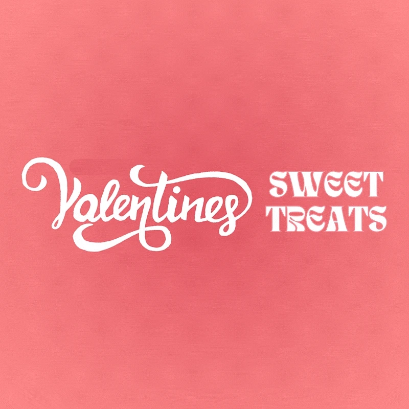 The image features the words "Valentines Sweet Treats" in decorative white text on a pink background.