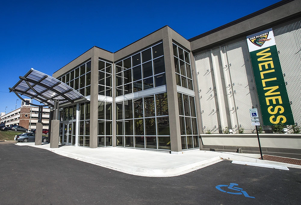 Photo of UAB's Student Health and Wellness Center from the outside.
